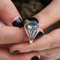 Elegant Aquamarine Blue Zircon Diamond Ring For Women, Anniversary Celebration Fashion Jewelry view 4