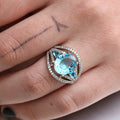 Elegant Aquamarine Blue Zircon Diamond Ring For Women, Anniversary Celebration Fashion Jewelry view 2