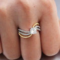 Fashion Creative Micro Pave Zircon Two Tone Ring For Women, Hot Selling Jewelry Accessory view 3