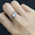 Fashion Creative Micro Pave Zircon Two Tone Ring For Women, Hot Selling Jewelry Accessory view 4