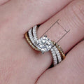 Fashion Creative Micro Pave Zircon Two Tone Ring For Women, Hot Selling Jewelry Accessory view 5