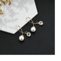 Elegant Korean Style Pearl Zircon Hollow Wire Ball Geometric Gold Alloy Loop Drop Earrings view 3