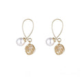 Elegant Korean Style Pearl Zircon Hollow Wire Ball Geometric Gold Alloy Loop Drop Earrings view 5