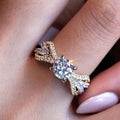 Two Tone Princess Engagement Ring For Women Copper Micro Pave Zircon Jewelry view 3