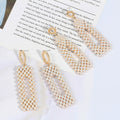 Elegant Geometric Long Drop Alloy Earrings With Full Faux Pearl Beaded Rectangular Dangle Earrings view 1