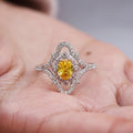Luxury Hollow Floral Copper Women's Ring Full Paved Cubic Zirconia Bridal Jewelry view 3