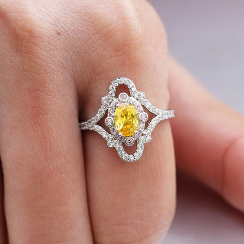 Luxury Hollow Floral Copper Women's Ring Full Paved Cubic Zirconia Bridal Jewelry