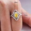 Luxury Hollow Floral Copper Women's Ring Full Paved Cubic Zirconia Bridal Jewelry view 5
