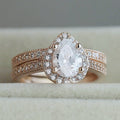 Classic Pear Teardrop Zircon Engagement Ring Set Fashion Women's Trendy Hand Jewelry view 2