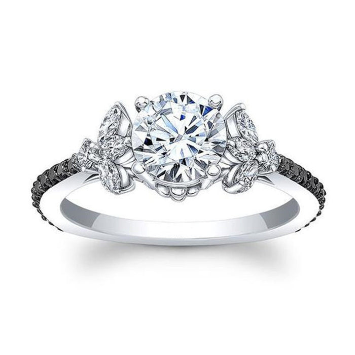 European American Hollow Creative Zircon Copper Ring For Women Fashion Finger Jewelry