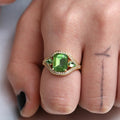 European And American Fashion Engagement Ring With Green Zircon Inlay For Women view 2