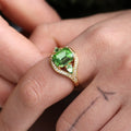European And American Fashion Engagement Ring With Green Zircon Inlay For Women view 4