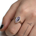 European Style Mysterious Purple Marquise Zircon Ring Fashion Engagement Proposal Jewelry view 2