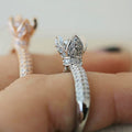 Luxury Four Prong Carat Wedding Ring For Women Cluster Pave Cubic Zirconia Diamond Look Jewelry view 3