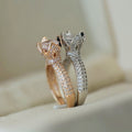 Luxury Four Prong Carat Wedding Ring For Women Cluster Pave Cubic Zirconia Diamond Look Jewelry view 4