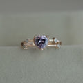 14K Rose Gold Plated Purple Zircon Heart Shape Ring European Fashion Womens Finger Jewelry view 4