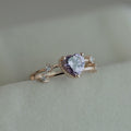 14K Rose Gold Plated Purple Zircon Heart Shape Ring European Fashion Womens Finger Jewelry view 3