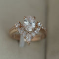 Oval Cubic Zirconia Engagement Ring Set Rose Gold Plated Micro Pave Women's Jewelry view 4