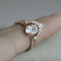 Oval Cubic Zirconia Engagement Ring Set Rose Gold Plated Micro Pave Women's Jewelry view 2