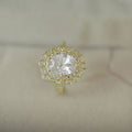 Fashion Hollow Zircon Ring Gold Plated Copper Micro Pave Finger Jewelry view 2