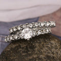 European Style Womens Round Zircon Pave Full Rhinestone Couple Rings Fashion Band Set view 2