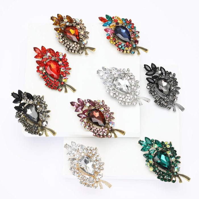 Alloy Rhinestone Glass Brooch Pin For Women's Clothing Accessories