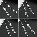 Korean Geometric Rhinestone Chain Long Tassel Drop Earrings For Women Elegant Sweet Dangle Earrings view 1