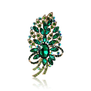 Alloy Full Rhinestone Large Glass Brooch Luxury Lapel Pin For Apparel