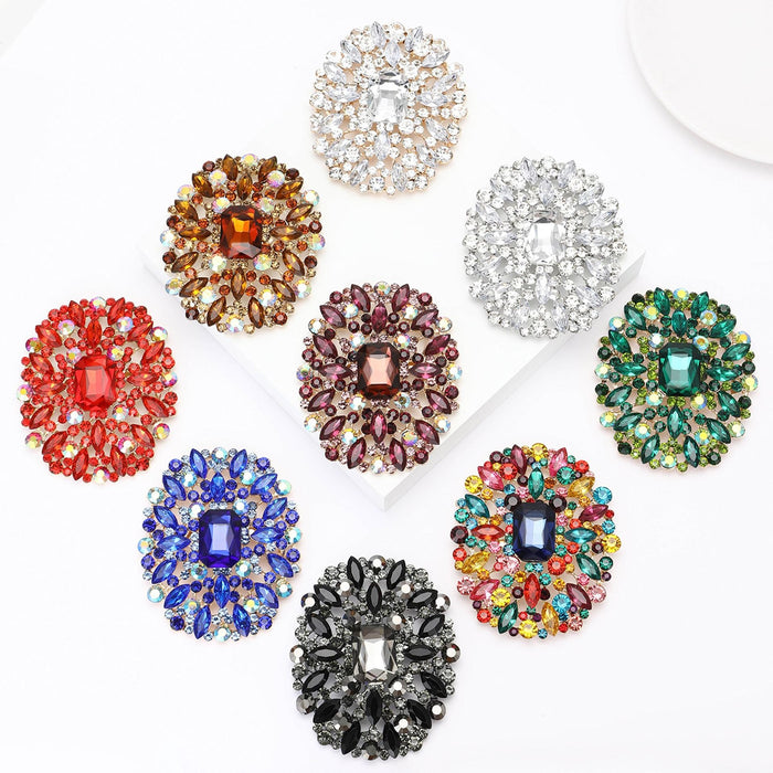 Alloy Rhinestone Large Glass Brooch Pin For Women's Garment Decoration