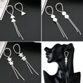 Luxury Rhinestone Geometric Star Triangle Long Tassel Drop Earrings For Women Korean Statement Earrings view 1