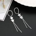 Luxury Rhinestone Geometric Star Triangle Long Tassel Drop Earrings For Women Korean Statement Earrings view 4