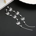 Elegant Korean Hollow Butterfly Rhinestone Alloy Long Tassel Drop Dangle Fashion Earrings view 4