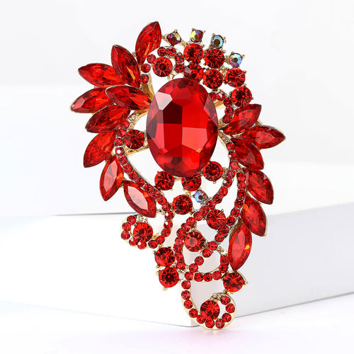 Alloy Full Rhinestone Large Glass Brooch Pin For Women's Apparel
