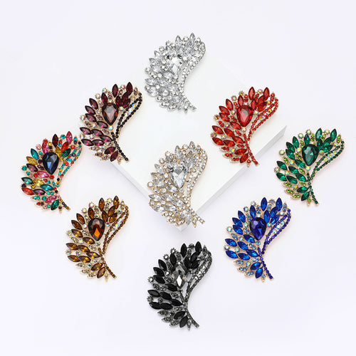 Alloy Rhinestone Large Glass Brooch Pin For Shawls And Cardigans