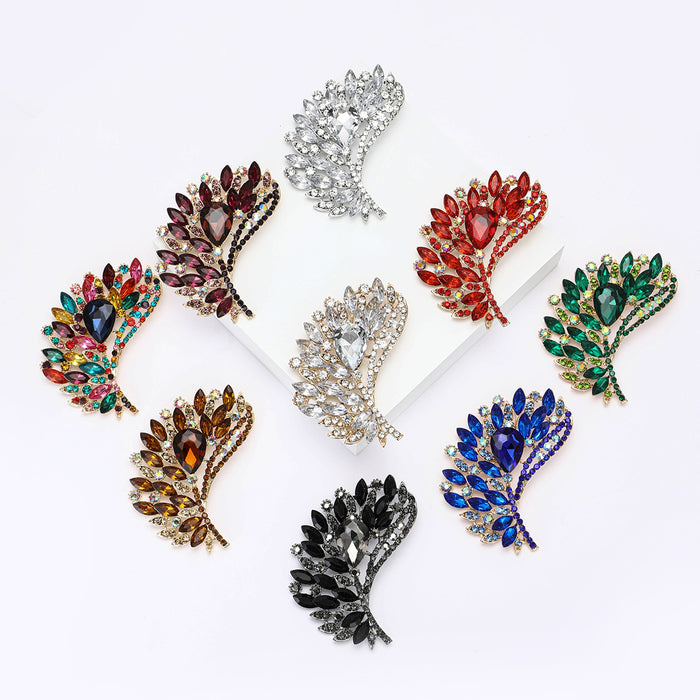 Alloy Rhinestone Large Glass Brooch Pin For Shawls And Cardigans