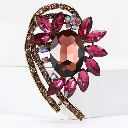 Alloy Rhinestone Glass Brooch Pin For Womens Versatile Apparel Decoration