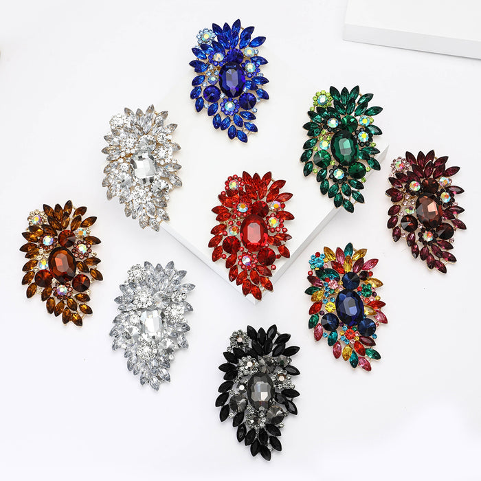 Alloy Large Glass Brooch Pin For Shawls And Cardigans