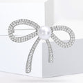 Alloy Rhinestone Pearl Bowknot Brooch Pin For Floral Clothing Accessories view 2