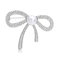 Alloy Rhinestone Pearl Bowknot Brooch Pin For Floral Clothing Accessories view 5