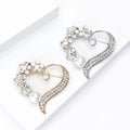 Alloy Pearl Heart Brooch With Rhinestones For Women's Apparel view 3