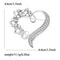 Alloy Pearl Heart Brooch With Rhinestones For Women's Apparel view 4