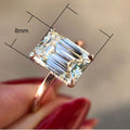 Classic Four Prong White Square Zircon Ring Rose Gold Plated Copper Finger Jewelry view 5