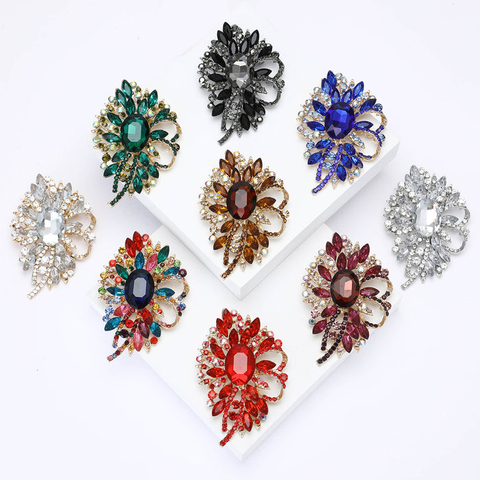 Large Alloy Glass Brooch Pin For Cardigans Shawls And Dresses