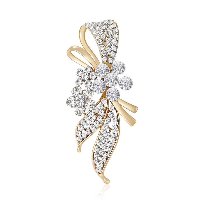 Alloy Rhinestone Flower Brooch Pin For Suits And Apparel Accessories