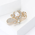 Alloy Rhinestone Pearl Butterfly Brooch Pin For Elegant Suit Decoration view 3
