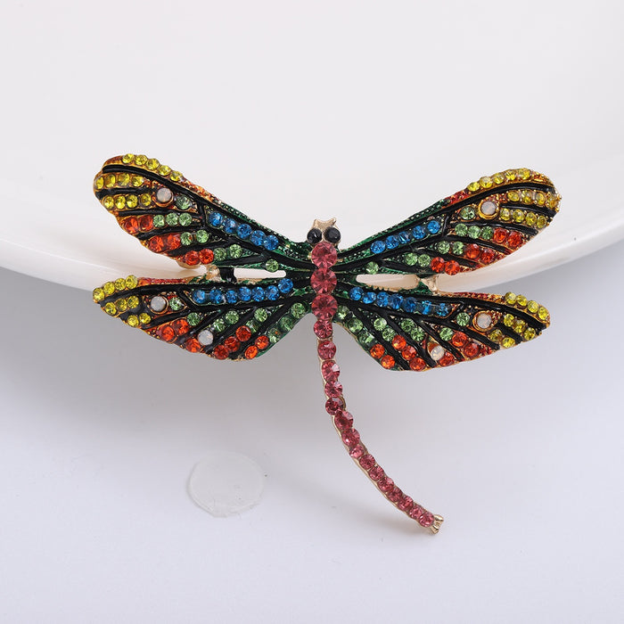 Alloy Rhinestone Dragonfly Pearl Brooch Pin For Fashion Apparel