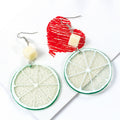 Sweet Acrylic Orange Lemon Slice Pendant Drop Earrings For Women With White Bead Fruit Charm Earrings view 4