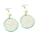 Sweet Acrylic Orange Lemon Slice Pendant Drop Earrings For Women With White Bead Fruit Charm Earrings view 5