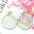 Sweet Acrylic Orange Lemon Slice Pendant Drop Earrings For Women With White Bead Fruit Charm Earrings view 2