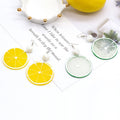 Sweet Acrylic Orange Lemon Slice Pendant Drop Earrings For Women With White Bead Fruit Charm Earrings view 1